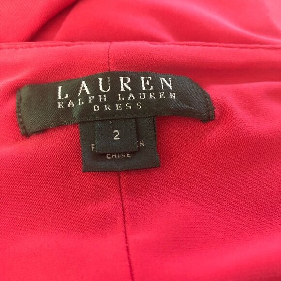 Ralph Lauren Midi Faux Wrap Sheath Dress Dark Pink Size Small - Picture 8 of 12